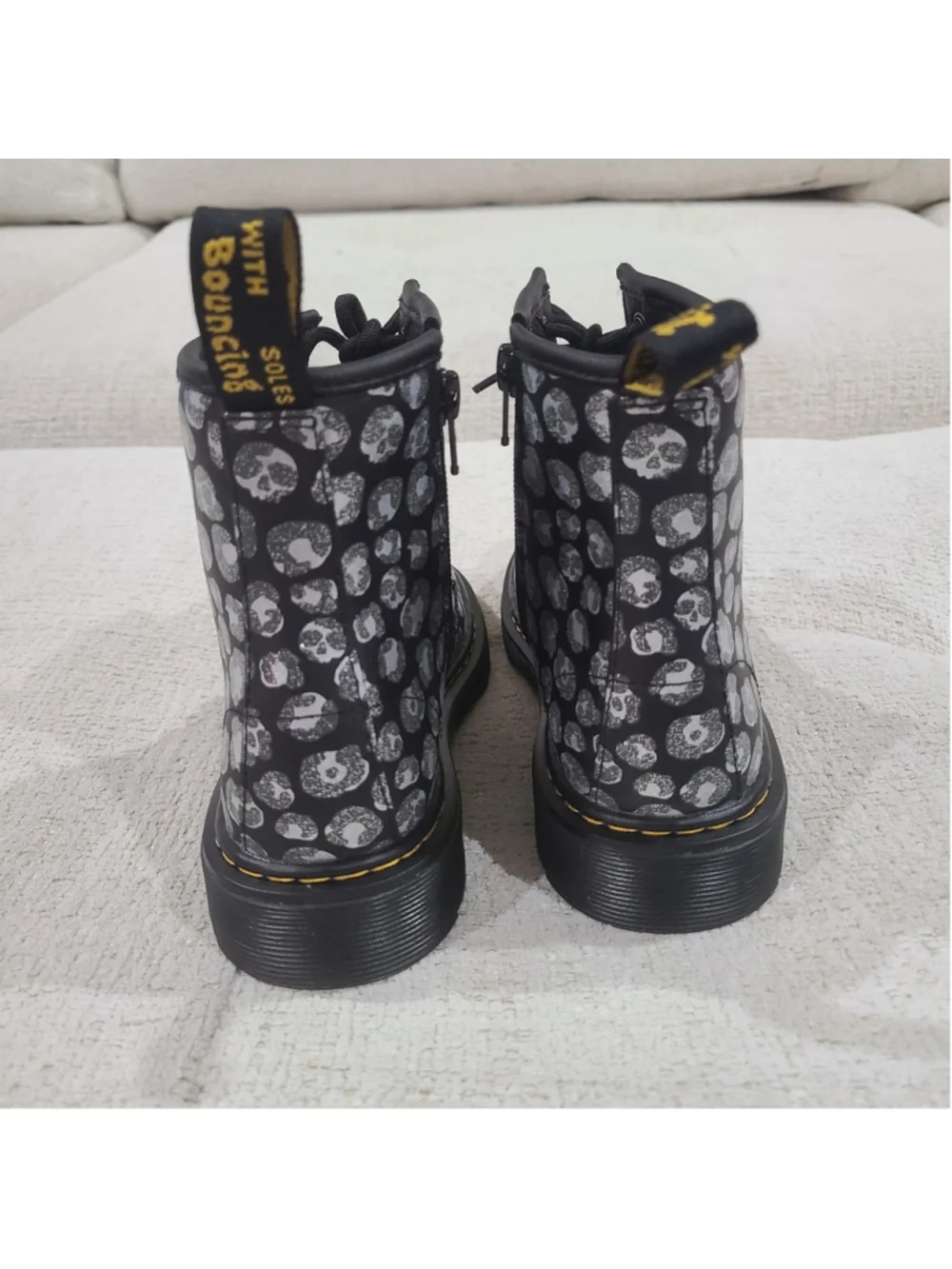 Dr. Martens 1460 Loud Leopard Lace Up Boots Gunmetal Youth US Size 3 UK 2 NEW